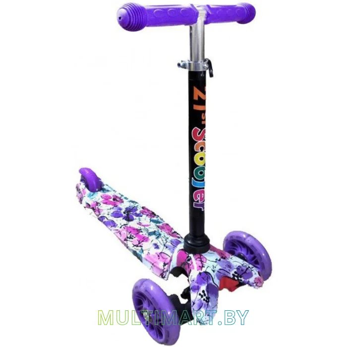 Самокат 21st Scooter Mini VIOLET 038Z фиолетовый, прозрачные колёса